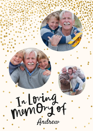 Moonpig Photo Upload Gold Spots Editable Sympathy Card