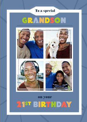 Moonpig Special Grandson 21st Birthday Blue Photo Upload Card