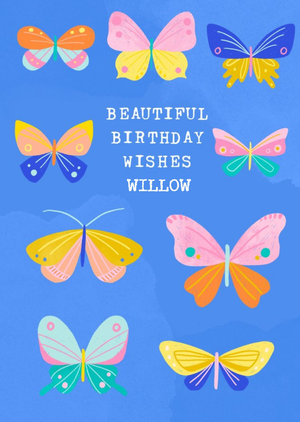Moonpig Illustrated Butterflys Beautiful Birthday Wishes Card