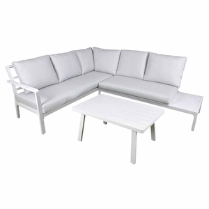 Dellonda DG53 Kyoto Aluminium Outdoor Corner Sofa & Coffee Table Set (3 Pieces)