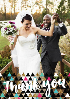 Moonpig Colourful Geometric Triangles Thank You Photo Card