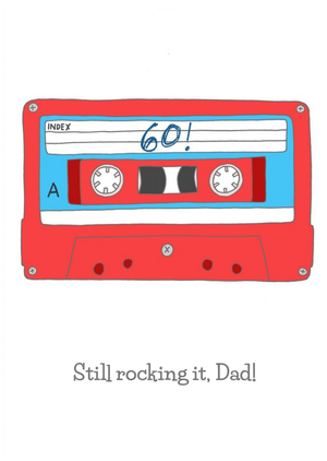 Moonpig Illustrated Cassette Tape 60 Still Rocking It Dad Birthday Card