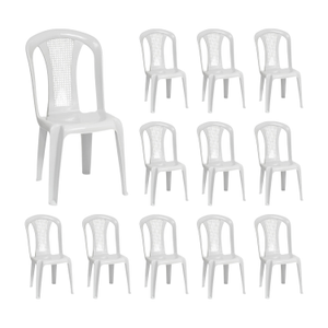 Pack 12 Sillas de Exterior Apilables sin Reposabrazos Napoli 42x49x88cm 7house