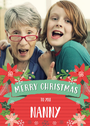 Moonpig Folk Flowers Photo Upload Christmas Card Merry Christmas To You Nanny