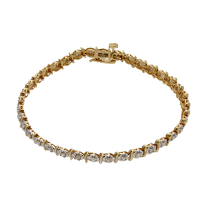 Pre-Owned 9ct Yellow Gold 7.25" Diamond Tennis Bracelet