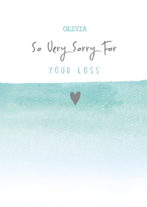 Moonpig Heart Icon On A Watercolour Ocean Background Sorry For Your Loss Card