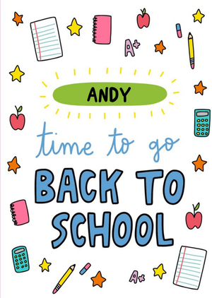 Moonpig Illustrated School Stationery Fun Typography Back To School Card