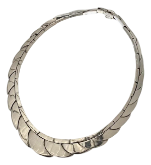 Sterling Silver Taxco Interlocking Shingle Scale Necklace (After Antonio Pineda)