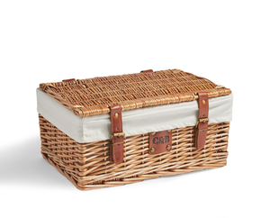 Small Natural Steamed Wicker Basket with Cotton Linen - customised