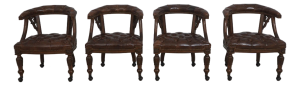 Set of 4 Maitland Smith Gentry Tufted Leather Game Chairs