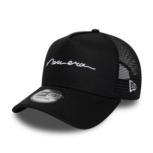 New Era Handwritten Black 9FORTY A-Frame Trucker Adjustable Cap