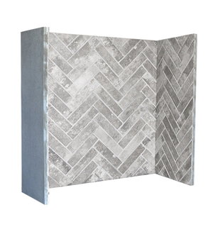 Iced Grey Brick Herringbone Fireplace Chamber