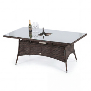 Maze - LA 8 Seat Rectangular Rattan Dining Table with Ice Bucket - Brown