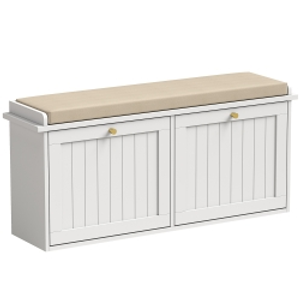 HOMCOM Banco Zapatero Mueble para Entrada Cojín Acolchado 2 Cajones Abatibles 8-10 Pares de Zapatos