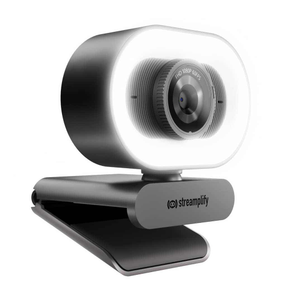 Streamplify CAM Plus FHD 1080p 60fps 2MP Webcam with Integrated Ring Light & Dual Stereo Microphones – Black – SPCW-CLFH221.11