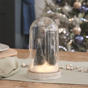 Snowy Christmas Tree Light Up Bell Jar Decoration