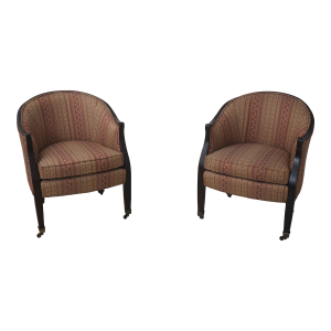 Pair of Hancock & Moore Upholstered Tub Barrel Back Chairs