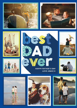 Moonpig Big Blue Letters Best Dad Ever Father's Day Multi-Photo Card