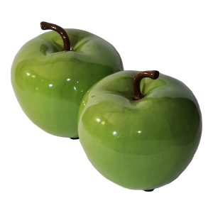 Monumental Ceramic Pop Art Green Apples 10x9.5" - A Pair