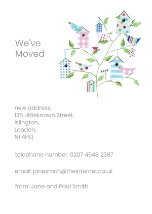 Moonpig Illustrated Birdhouse New Address Personalised Card