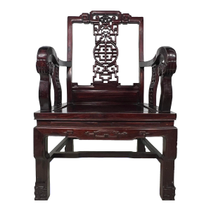 Antique Chinese Huanghuali Carved Armchair