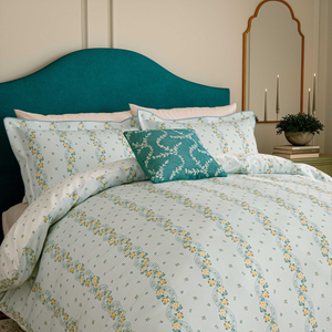 Spitalfields Rose Duvet Cover SET, Soft Teal