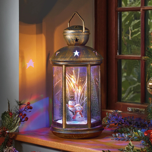 42cm Snowfall LED Battery Christmas Lantern
