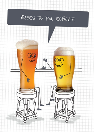 Moonpig Cartoon Beers To You Pun Card