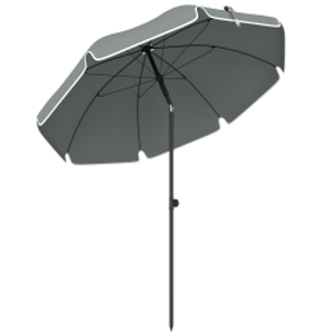 Outsunny Sombrilla de Playa Inclinable con Ancla para la Arena y Bolsa de Transporte, Ø150x185 cm, Gris oscuro