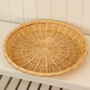 Large Wicker Round Decorative Tray