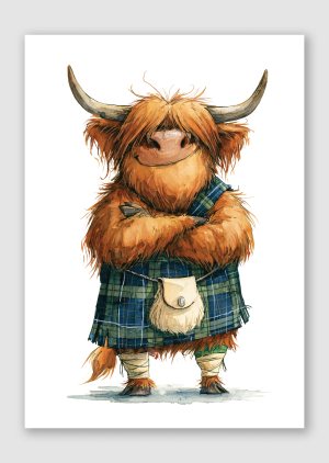 Kilted Coo - A4, Unframed