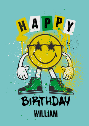 Moonpig Smileyworld Graffiti Smiley Face Birthday Card
