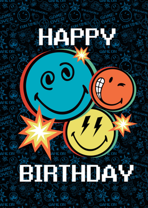 Moonpig Smileyworld Gaming Smiley Face Birthday Card