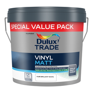 DULUX TRADE VINYL MATT EMULSION 7.5l PURE BRILLIANT WHITE
