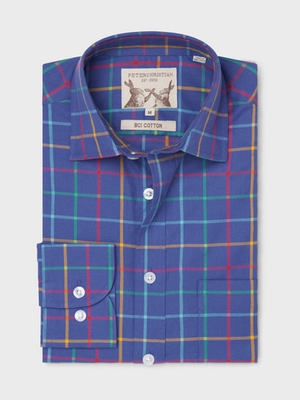 Blue Check Colourful Tattersall Cotton Shirt