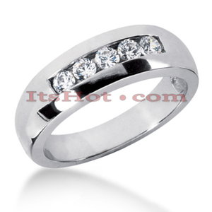 Five Stone 14k Gold Men's Diamond Wedding Band 0.5ct
