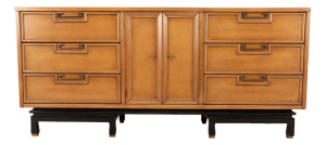 Large Mid-Century Asian Ming Style Blonde Walnut Dresser by American of Martinsville, Circa 1960