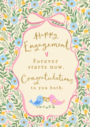 Moonpig Forever Starts Now Floral Love Birds Engagement Card