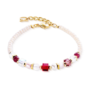 Small Cubes GEOCUBE Bracelet Gold Plated Red Rose