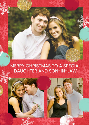 Moonpig Red Spots Snowflake Personalised Photo Upload Merry Christmas Card For Daughter And Son-In-Law