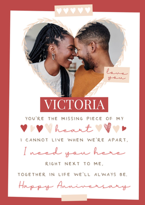Moonpig Happy Anniversary Verse Photo Upload Card