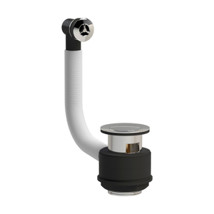 Push Button Basin Waste with Overflow, Choice of Finish