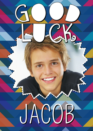 Moonpig Colourful Patterned Personalised Photo Upload Good Luck Card