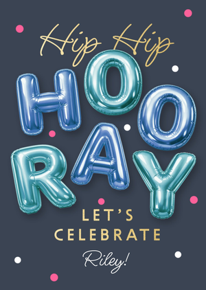 Moonpig Hip Hip Hooray Balloon Letters Birthday Card