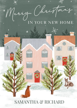 Moonpig Illustration Of A Winter Scene New Home Christmas Card