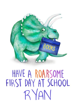 Moonpig Cute Dinosaur Pun First Day At School Card