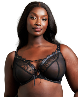 Scantilly By Curvy Kate Laced Up Plunge Bra - Black