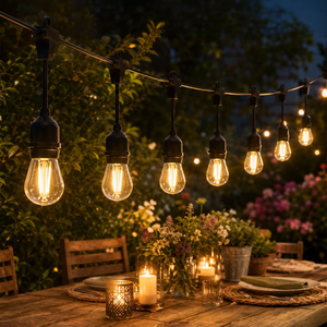 Auraglow 10m Outdoor Festoon Lights – Mains Powered with 12 Warm White LED Bulbs
