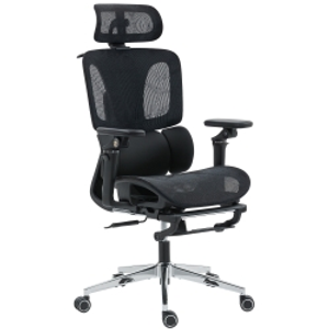 HOMCOM Silla de Oficina Ergonómica con Reposabrazos 6D Apoyacabezas y Profundidad de Asiento Ajustables Negro