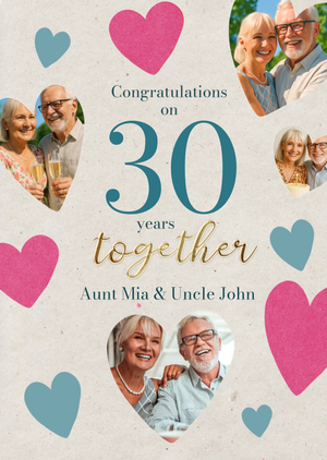 Moonpig Congratulations On 30 Years Together Photo Upload Card